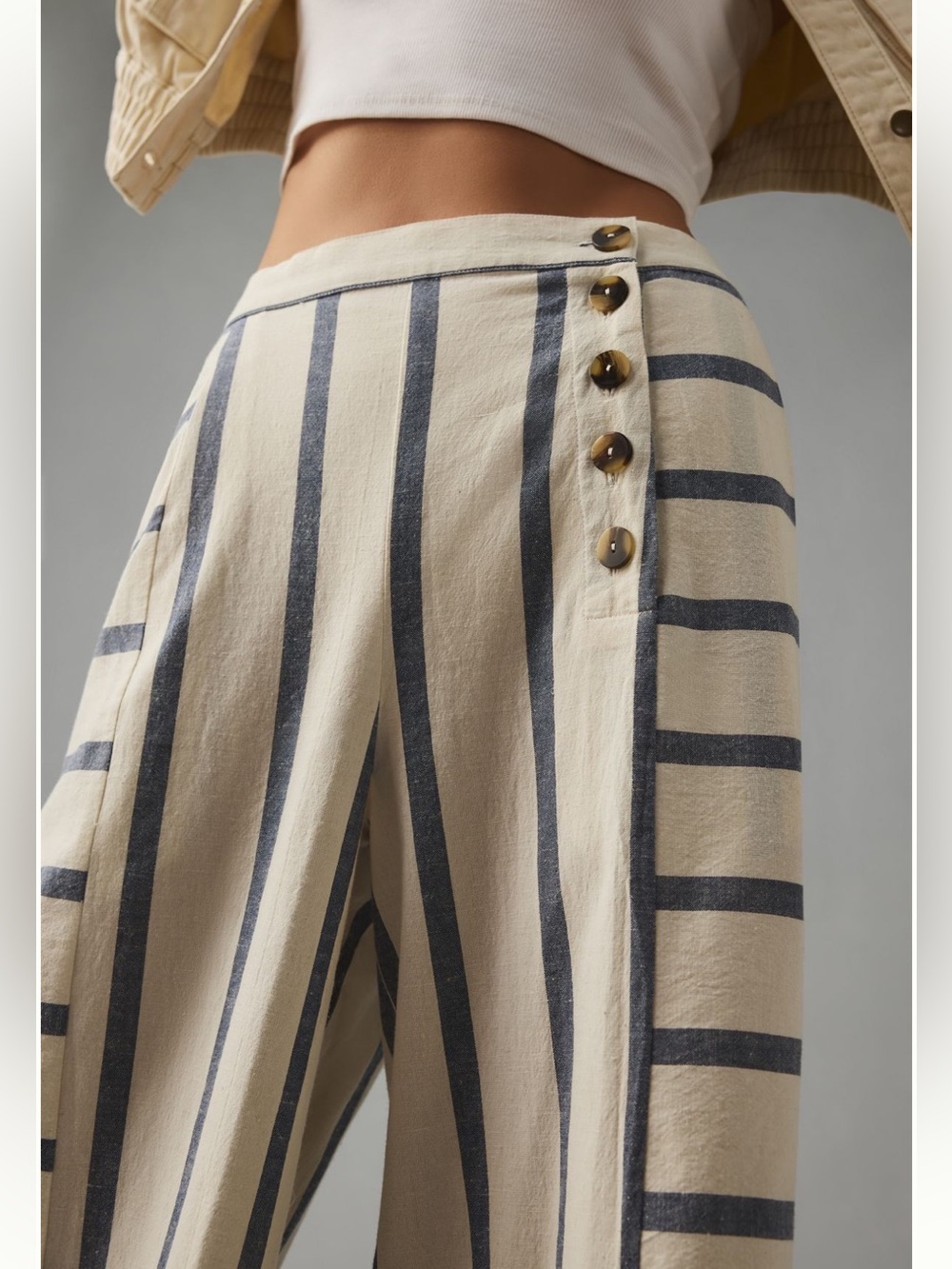 MAEVE ANTHROPOLOGIE Striped Sailor Culotte Pants with Pockets - Picture 9 of 15